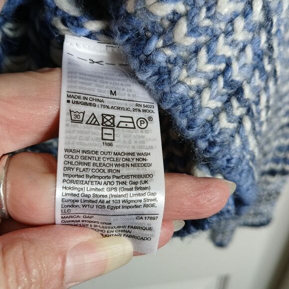 GAP Blue Marl Chunky Wool Blend Knit Sweater Sz MED - Picture 4 of 5